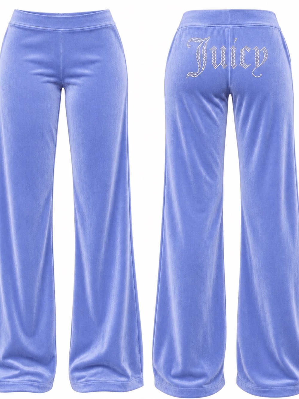 🫟PeriwinkleVelour Pants Juicy Couture with Crystal Logo